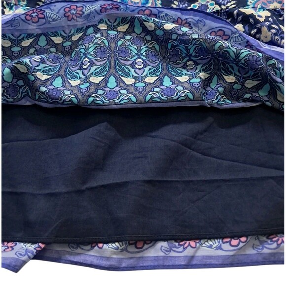 Talbots‎ Dress Women's 8 Blue Maxi Floret Medallion Sleeveless Floral Tie Boho - Picture 9 of 13